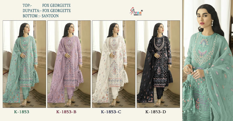 Shree Fabs K 1853 Georgette With Embroidered Heavy Look Pakistani Suit Collection