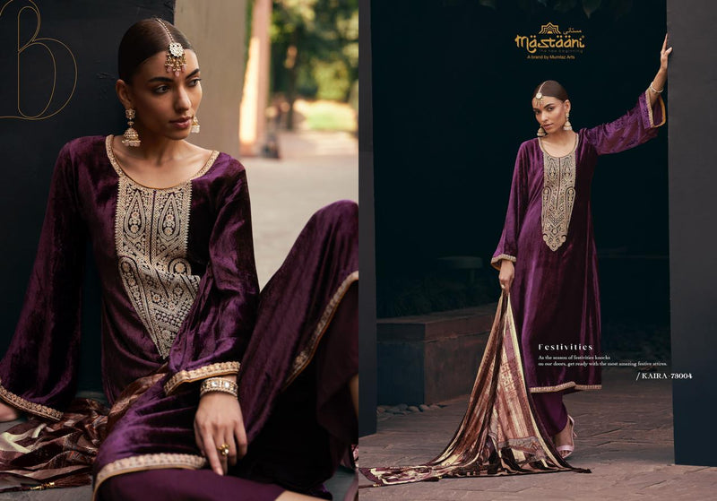 Mumtaz Arts Mastaani Kaira Velvet With Elegant Embroidered Designer Suits