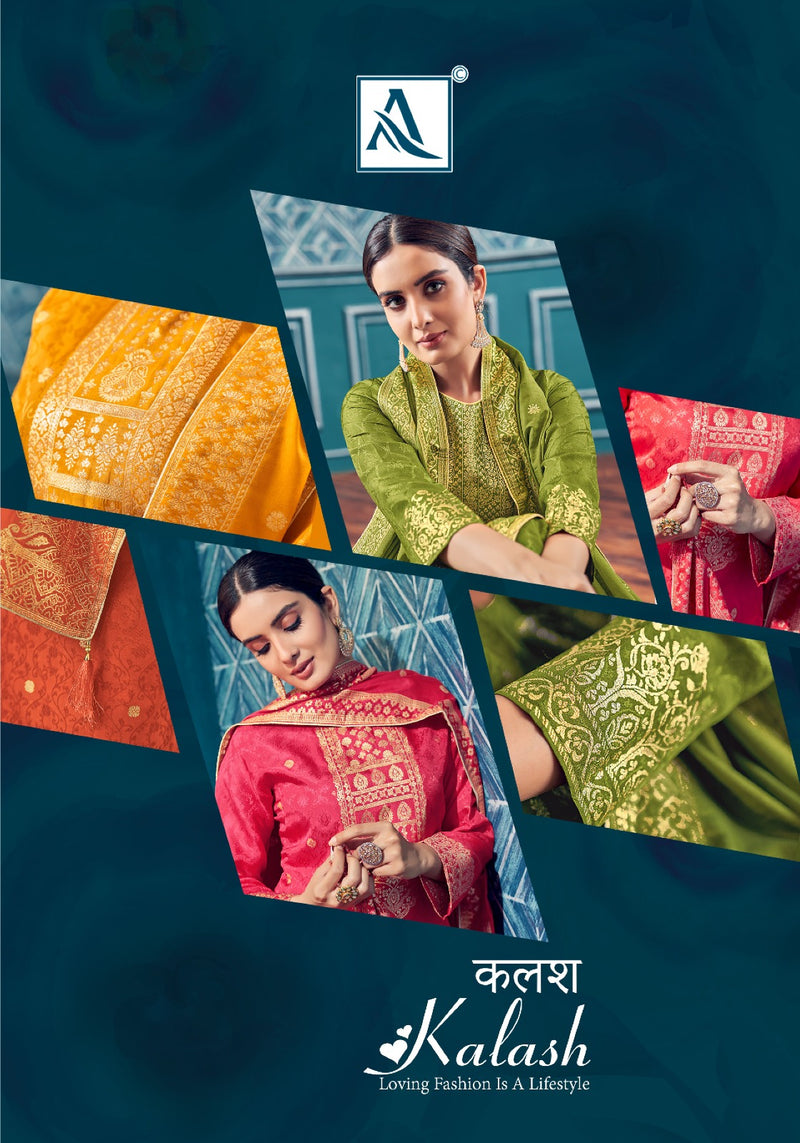 Alok Suits Kalash Jacquard With Elegant Hand Work Fancy Suit Collection