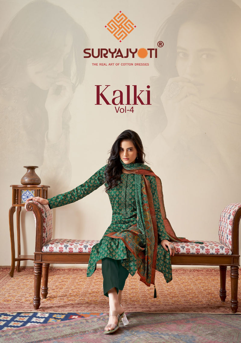 Suryajyoti Kalki Vol 4 Jam Satin Digital Printed Fancy Work Salwar Suit Collection