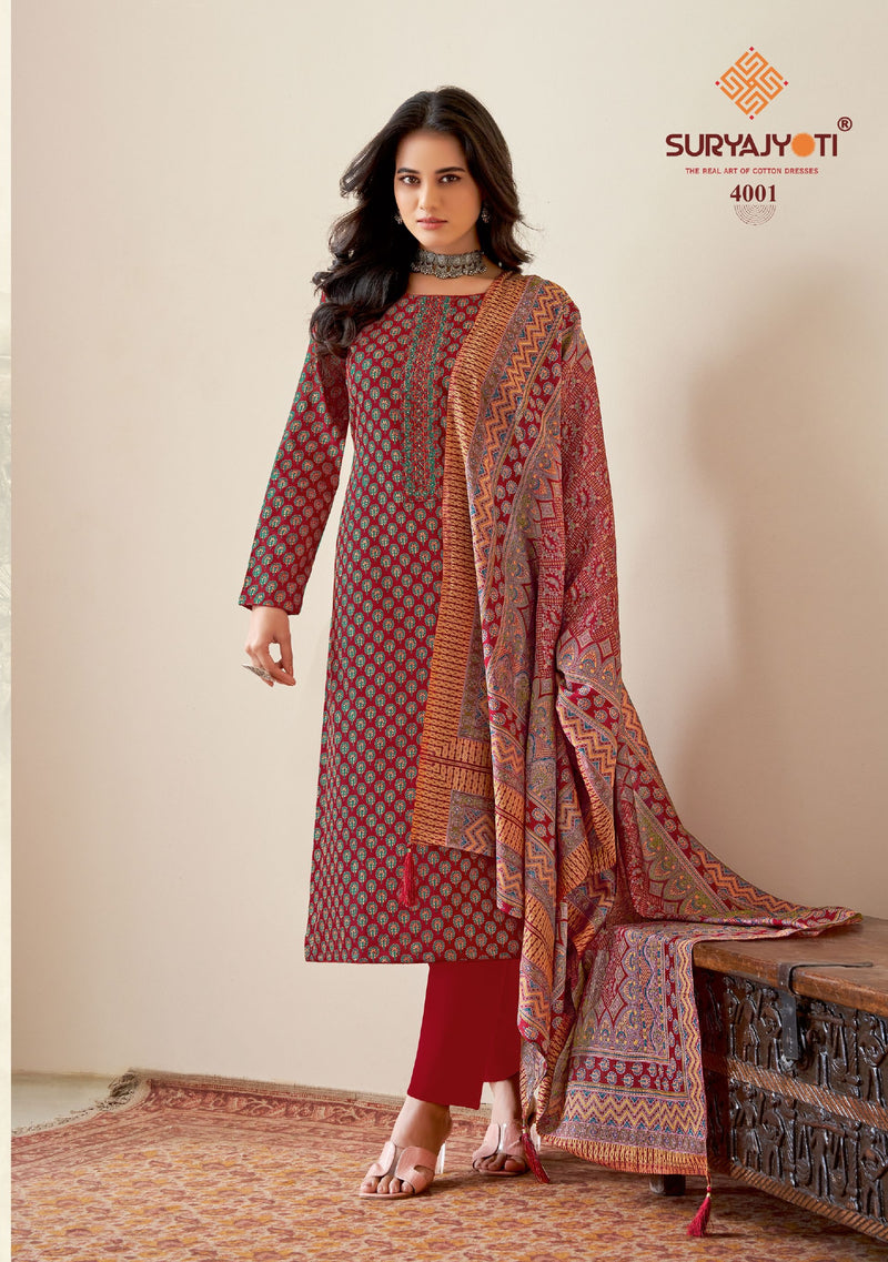 Suryajyoti Kalki Vol 4 Jam Satin Digital Printed Fancy Work Salwar Suit Collection