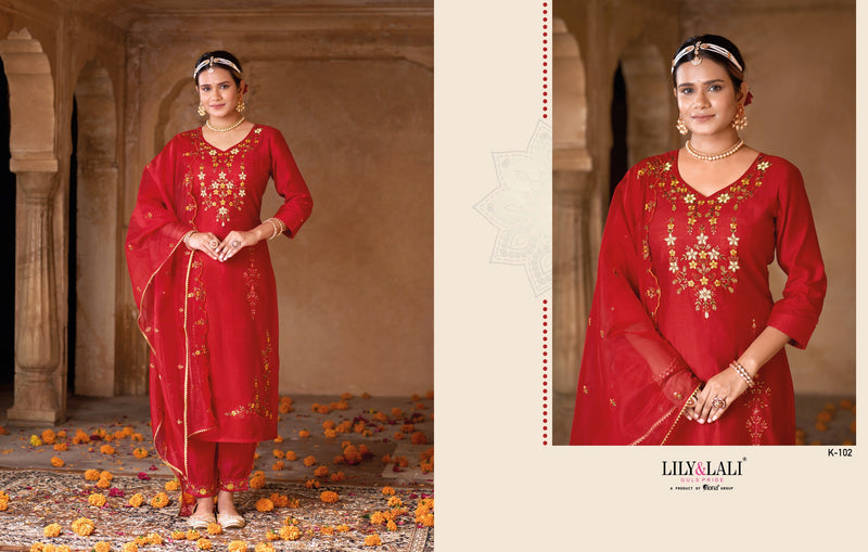 Lily And Lali Karwa Exclusive Viscose Embroidery Designer Fastival Suits Collection