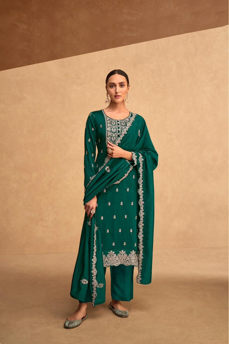 Aashirwad Creation Kashida Premium Silk Fancy Designer Partywear Salwar Kameez