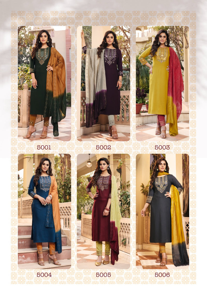 Ladies Flavour Kashish Vol 5 Rayon With Heavy Embroidery Designer Kurti Combo Set