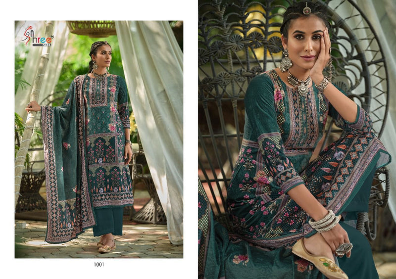 Shree Fabs Kashmira Velvet Digital Print With Swarovski Work Winter Suit Collection