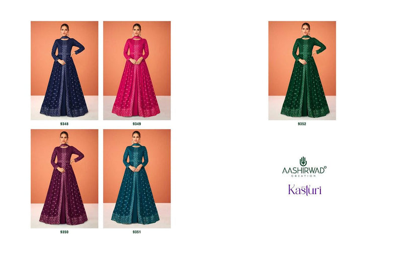 Aashirwad Creation Kasturi Real Georgette With Heavy Designer Ready Made Suits