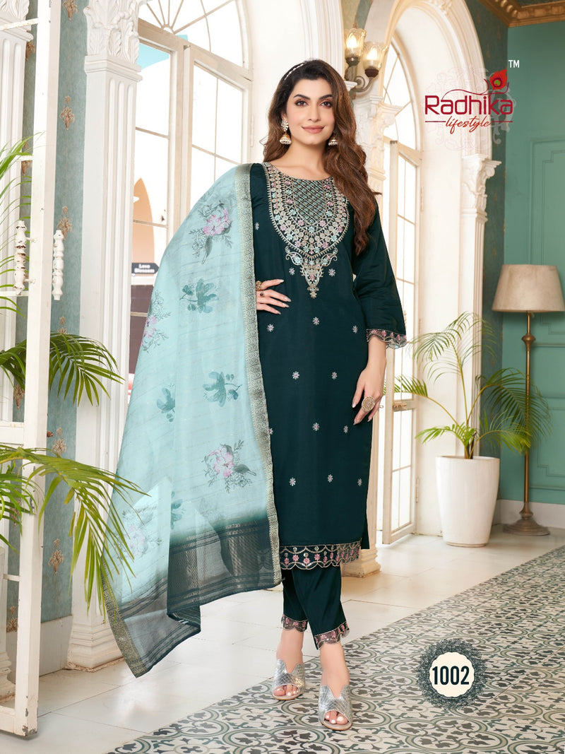 Radhika Lifestyle Kasturi Vol 1 Silk Embroidery Work Exclusive Kurti Collection