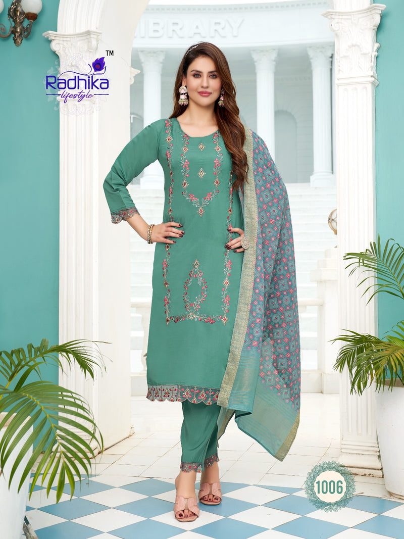 Radhika Lifestyle Kasturi Vol 1 Silk Embroidery Work Exclusive Kurti Collection