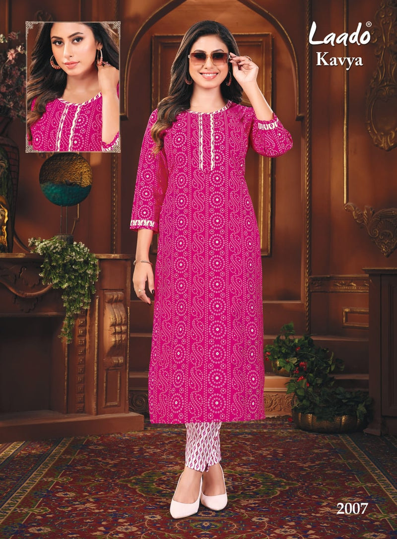 Laado Kavya Vol 2 Cotton Printed Kurti With Pant Pair