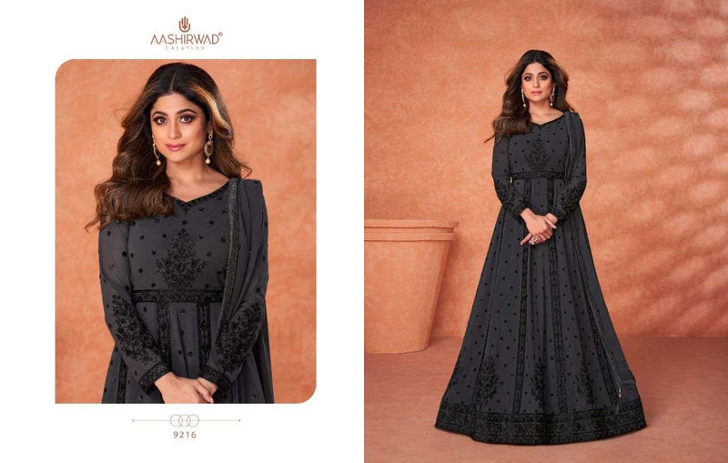 Aashirwad Creation Khaas Real Georgette Elegant Designer Ready Made Long Anarkali Suits