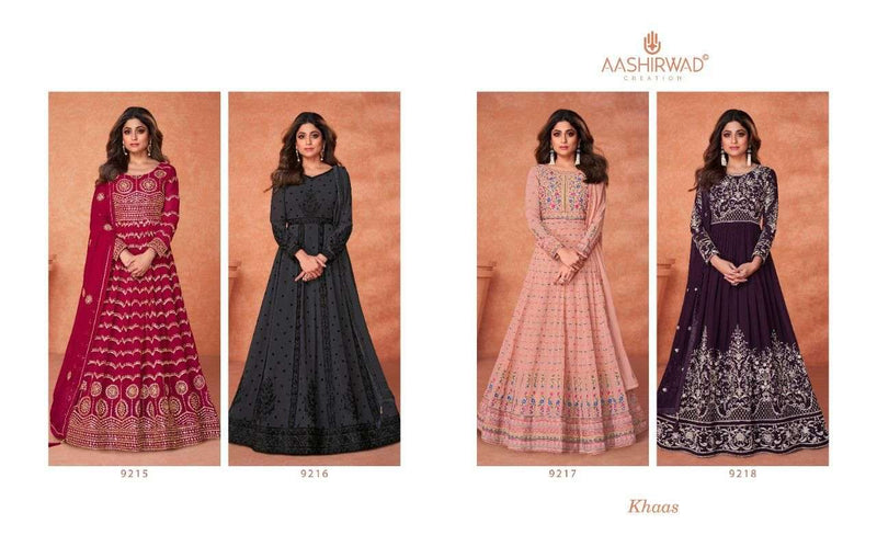 Aashirwad Creation Khaas Real Georgette Elegant Designer Ready Made Long Anarkali Suits