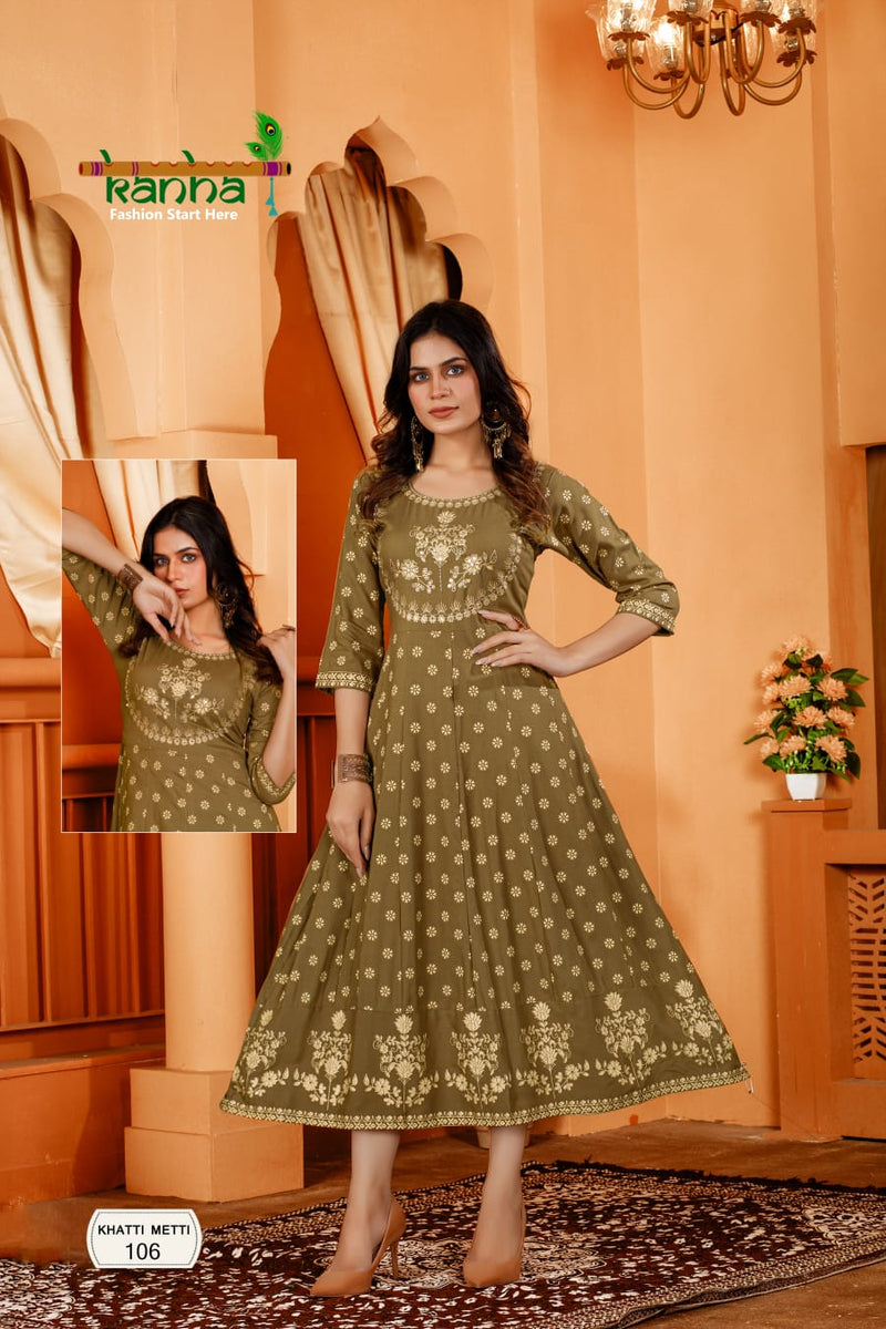 Kanha Khatti Meethi Fancy Designer Work Gown Style Kurtis