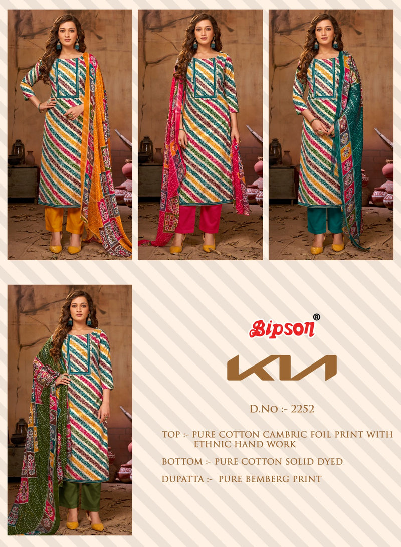 Bipson Fashion Kia 2252 Cambric Cotton With Foil Prints Fancy Ethnic Work Suits