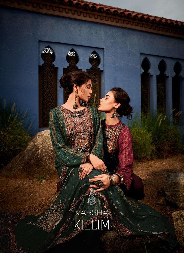 Varsha Killim Pashmina Silk Digitally Printed Handwork Designer Suit Collection