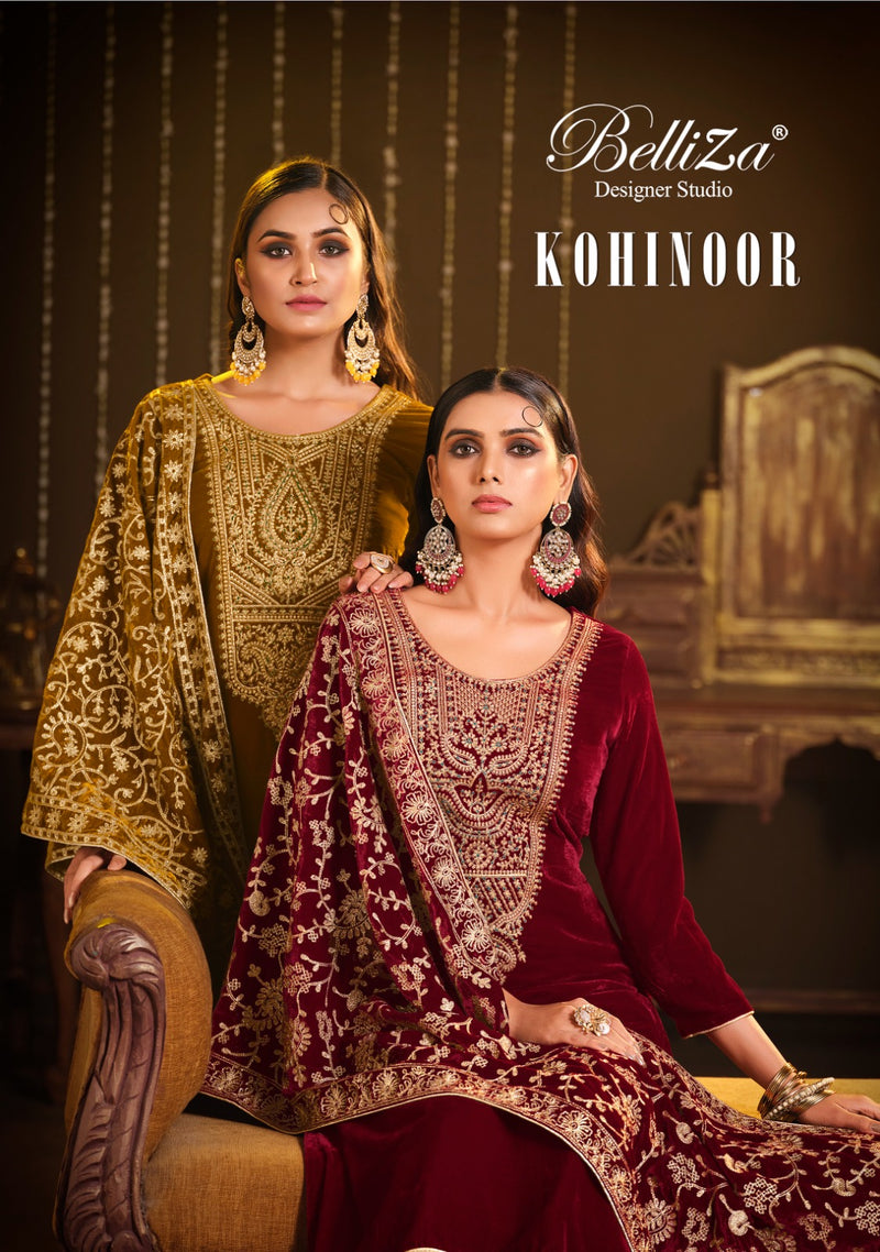 Belliza Designer Studio Kohinoor Velvet Heavy Embroidery Designer Suit