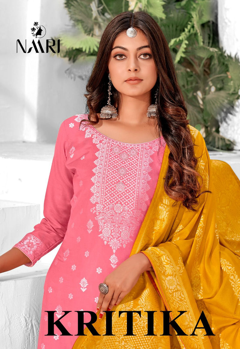 Naari Kritika Muslin Jacquard Embroidery Designer Salwar Suits