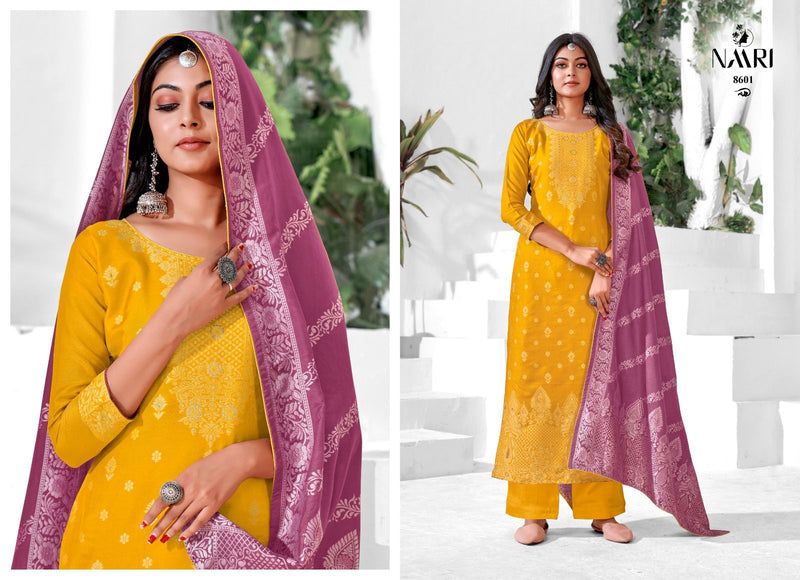 Naari Kritika Muslin Jacquard Embroidery Designer Salwar Suits