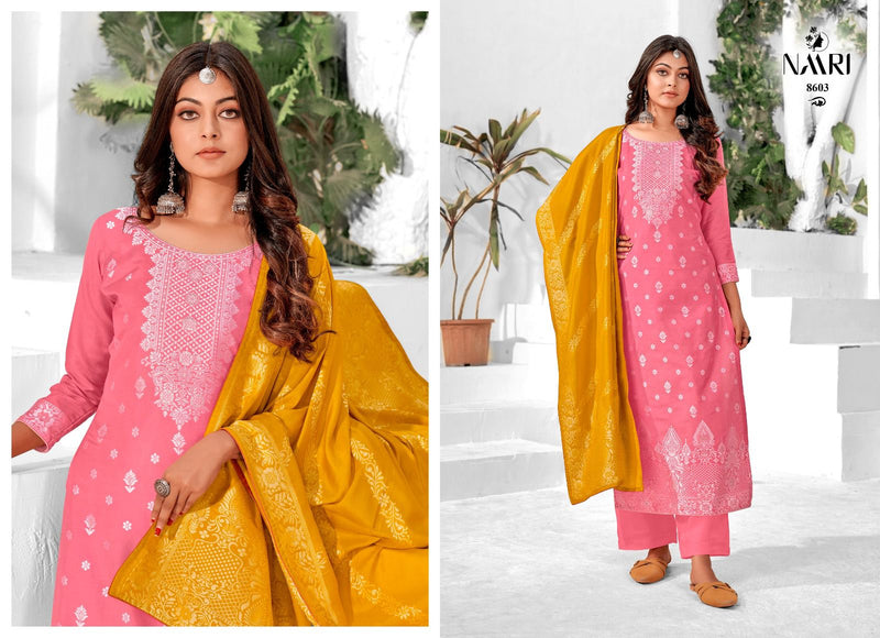 Naari Kritika Muslin Jacquard Embroidery Designer Salwar Suits