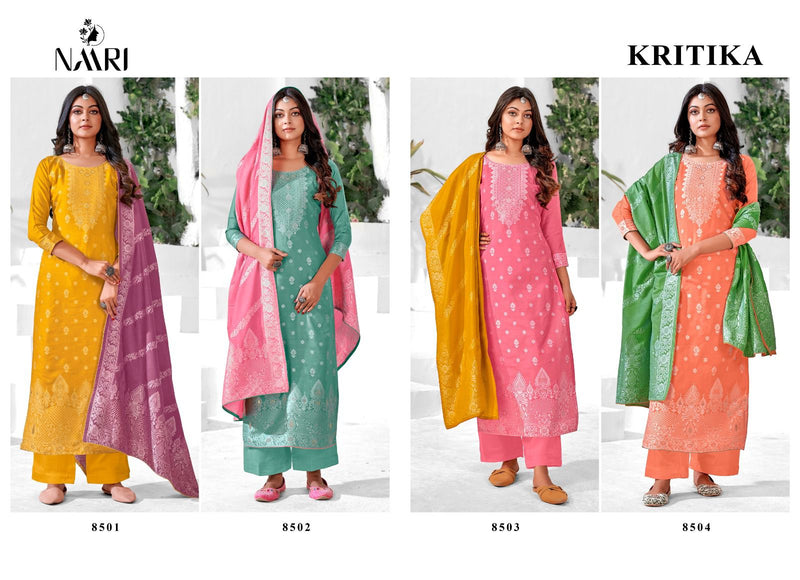 Naari Kritika Muslin Jacquard Embroidery Designer Salwar Suits