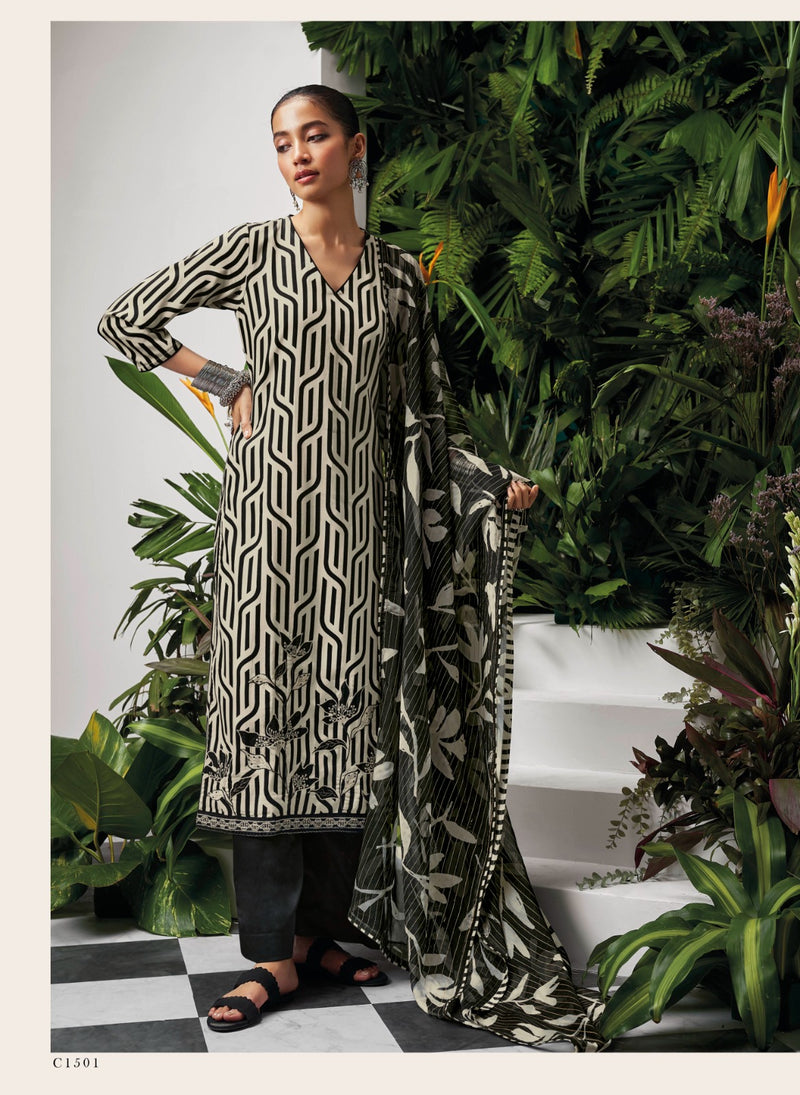 Ganga Kyomi Cotton Silk With Embroidery Work Printed Salwar Suits