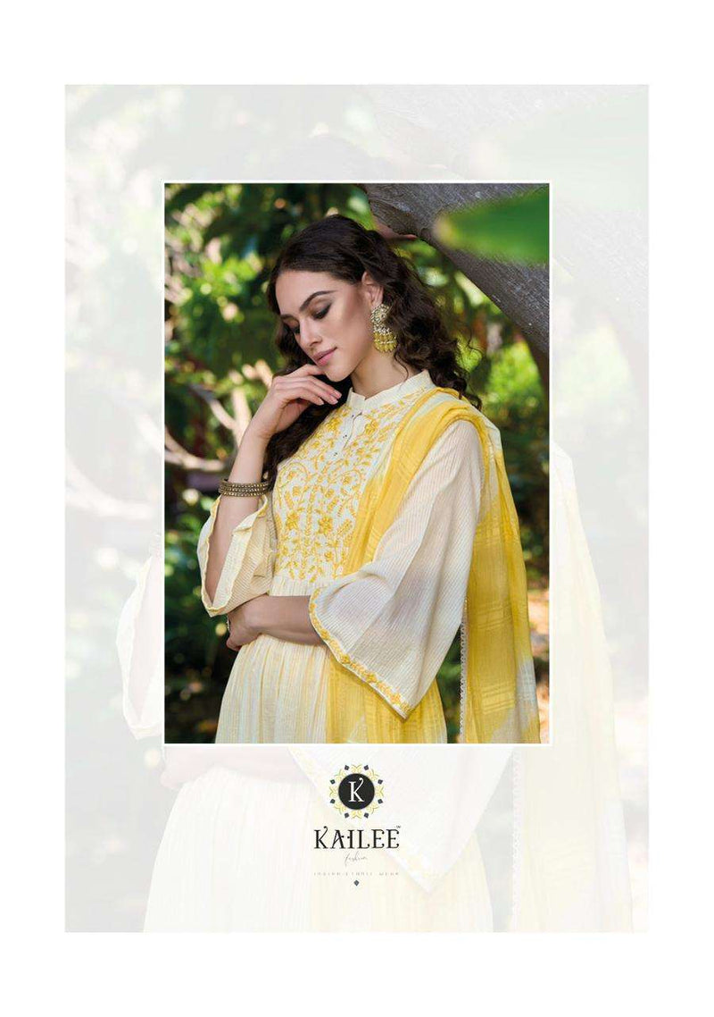 Kailee Fashion Chandni 40401-40404 Pure Cotton Weaving Self Pattern Naira Cut Fancy Designer Pret Kurti