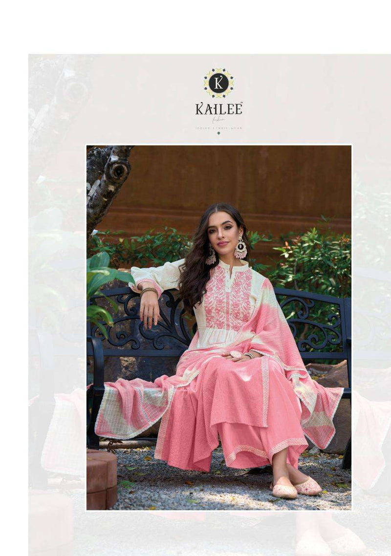 Kailee Fashion Chandni 40401-40404 Pure Cotton Weaving Self Pattern Naira Cut Fancy Designer Pret Kurti