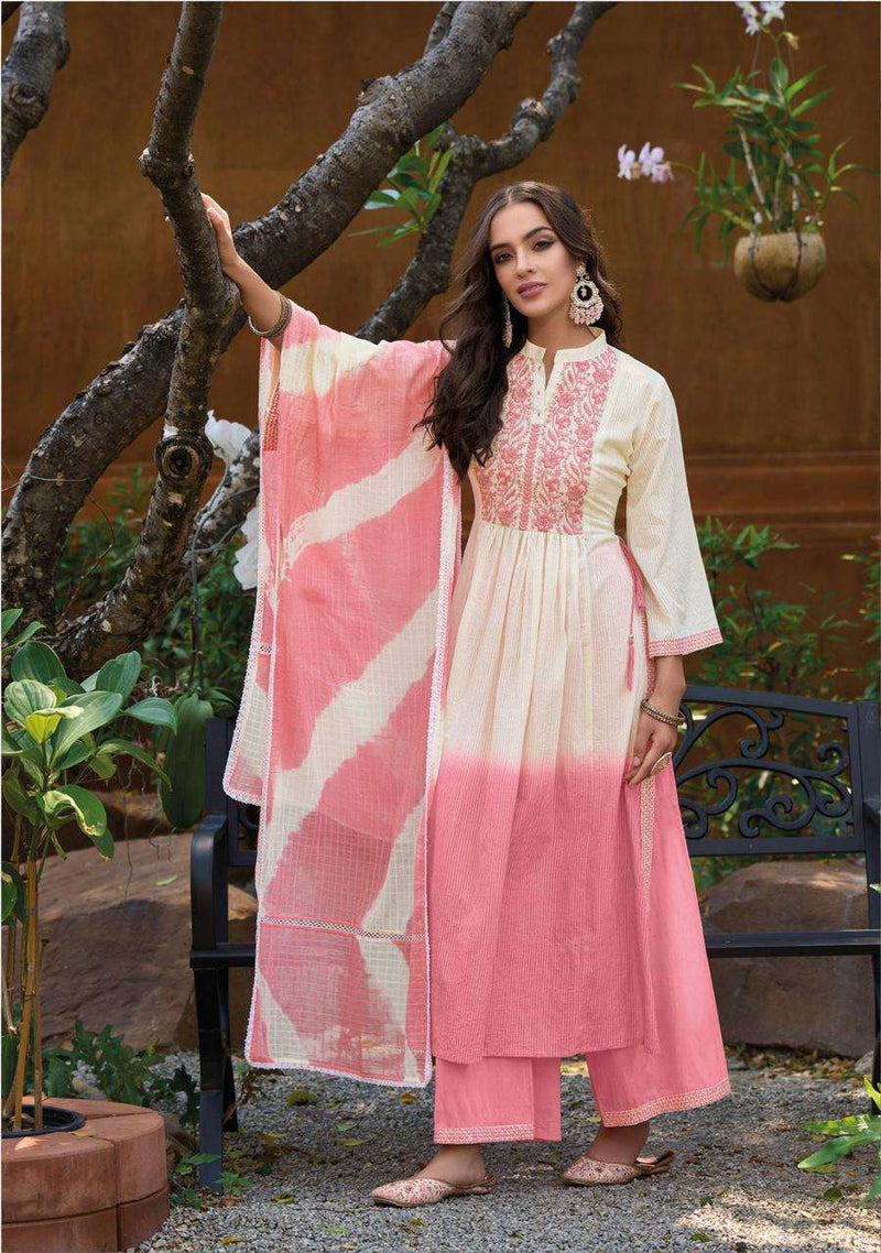 Kailee Fashion Chandni 40401-40404 Pure Cotton Weaving Self Pattern Naira Cut Fancy Designer Pret Kurti