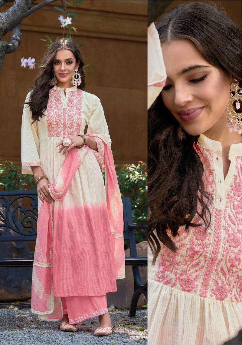 Kailee Fashion Chandni 40401-40404 Pure Cotton Weaving Self Pattern Naira Cut Fancy Designer Pret Kurti