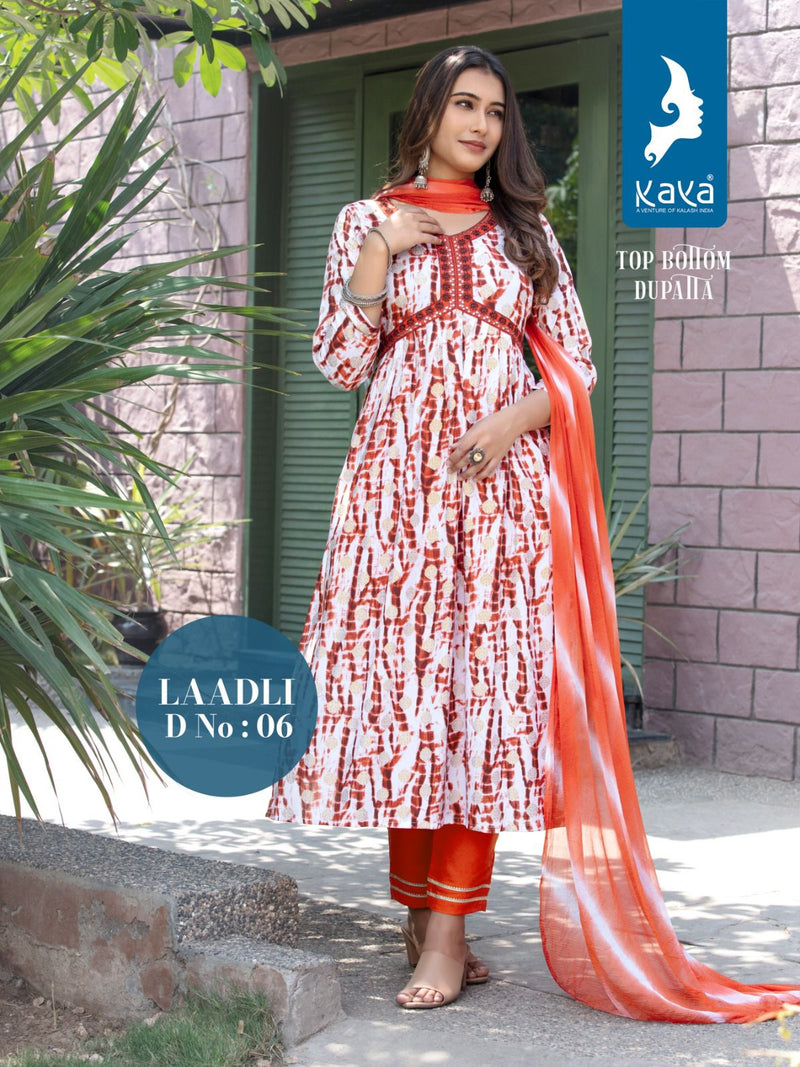 Kaya Laadli Rayon Printed Aaliya Cut Style Kurti With Bottom & Dupatta