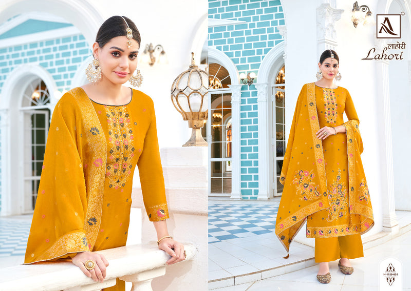 Alok Suits Lahori Viscose Dola Jacquard With Fancy Hand Work Designer Suits