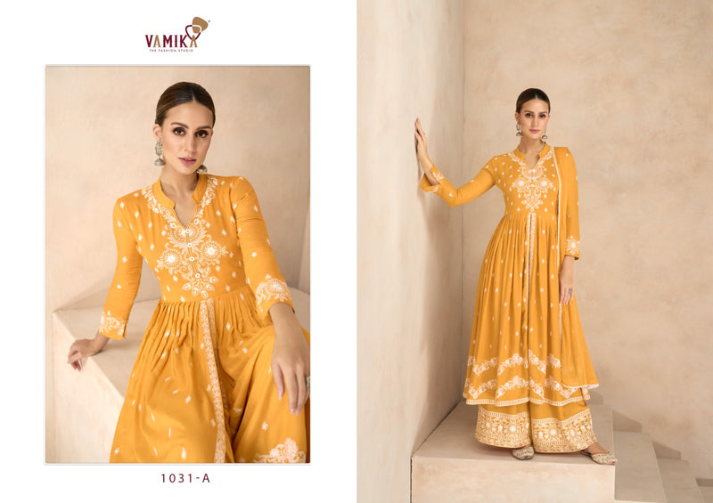 Vamika Lakhnavi Vol 6 Gold Rayon With Beautiful Designer Readymade Suit Collection