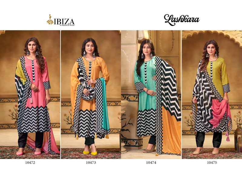 Ibiza Lashkara Muslin Digital Printe With Handwork Salwar Suit