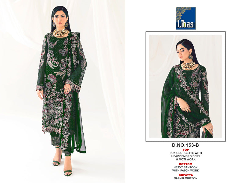 Libas D No 153 Fox Georgette With Heavy Embroidery Work Pakistani Suit Collection