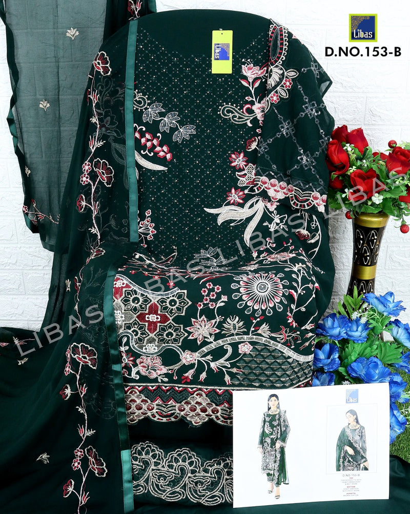 Libas D No 153 Fox Georgette With Heavy Embroidery Work Pakistani Suit Collection