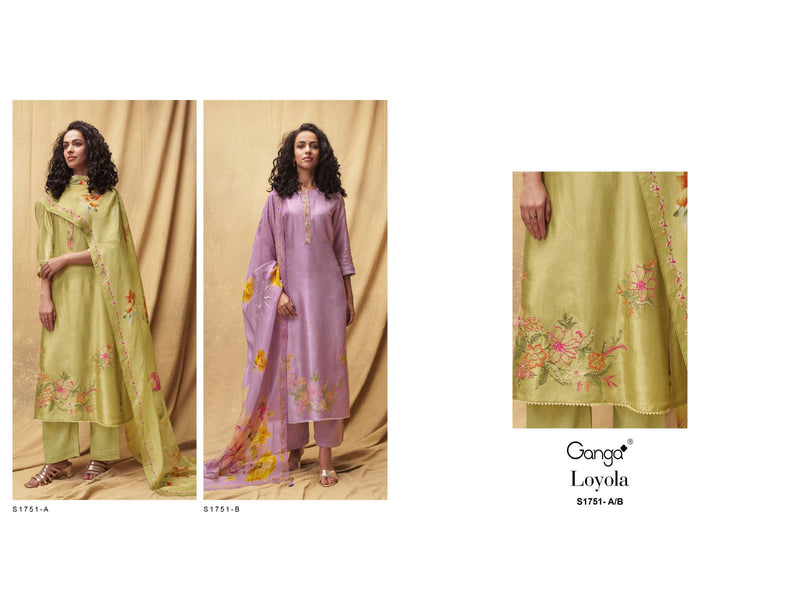 Ganga Loyola 1751 Russian Silk With Embroidery Designer Suits