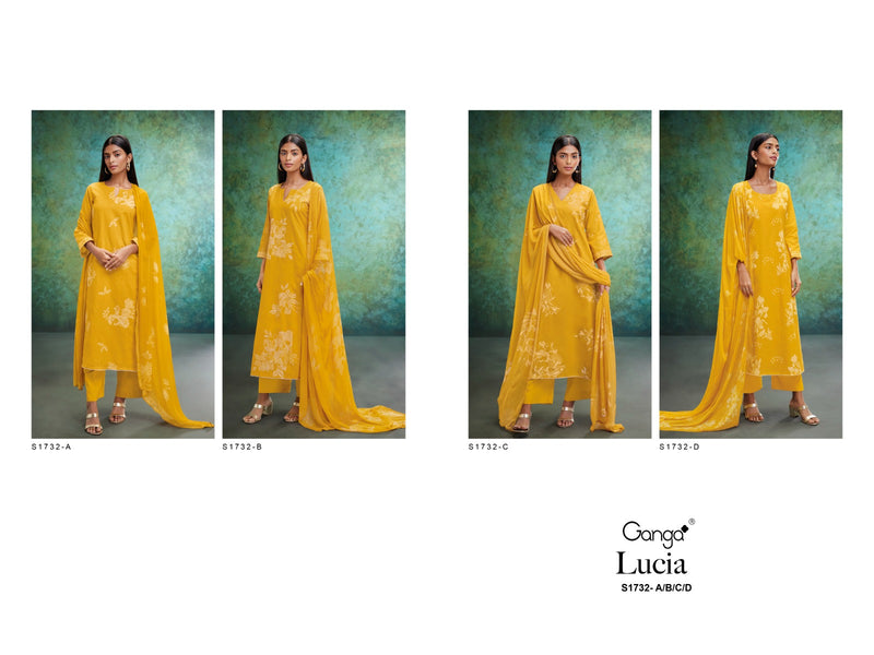 Ganga Lucia 1732 Cotton Printed With Fancy Hand Work Designer Suits
