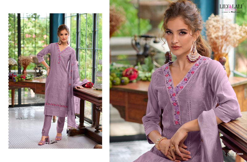 Lily And Lali Lucknowi Nx Silk With Exclusive Work Fancy Kurti Combo Set