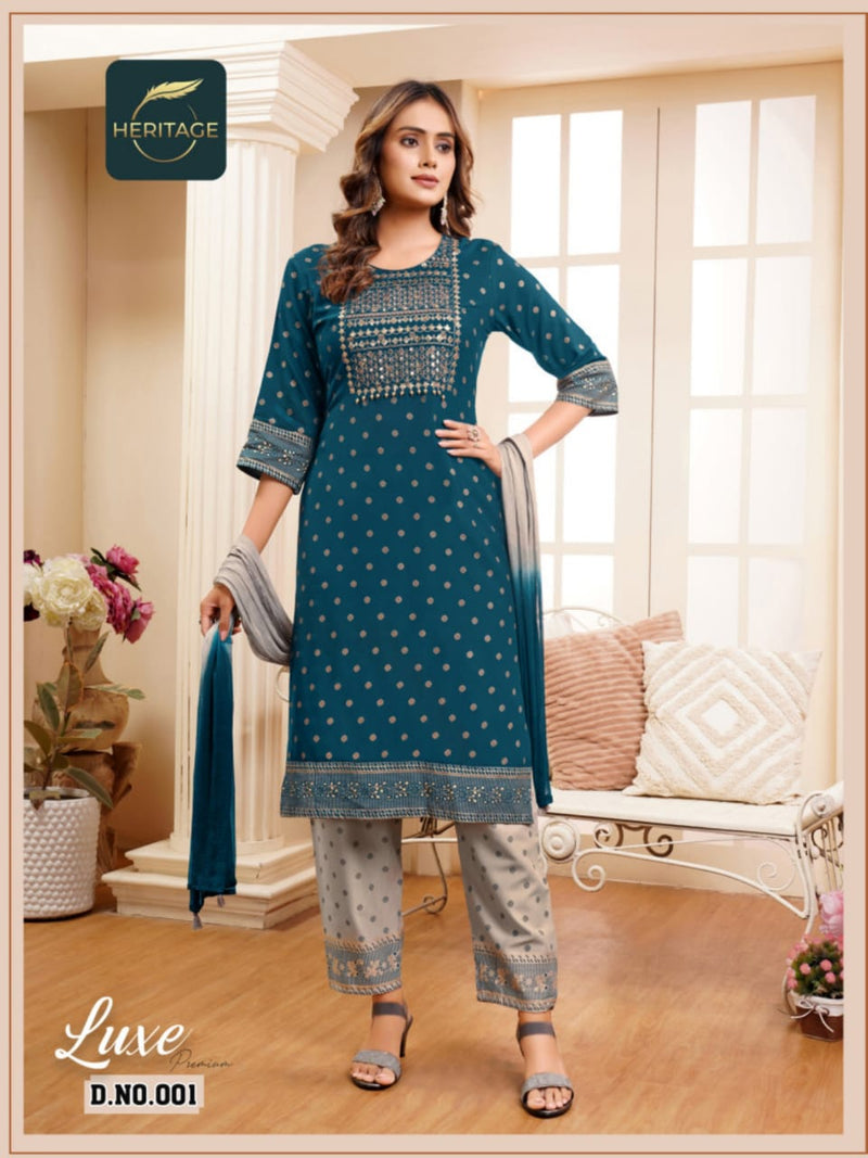 Heritage Collection Luxe Premium Rayon Sequence Designer Kurti Combo
