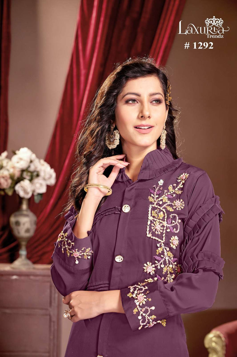 Laxuria Trendz Dno 1292 Satin Handwork Pakistani Pret Kurti Collection