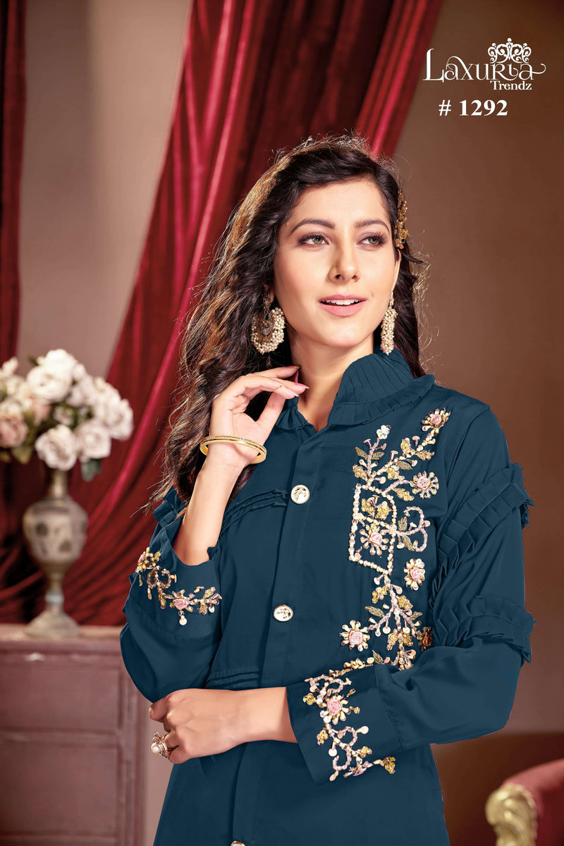 Laxuria Trendz Dno 1292 Satin Handwork Pakistani Pret Kurti Collection