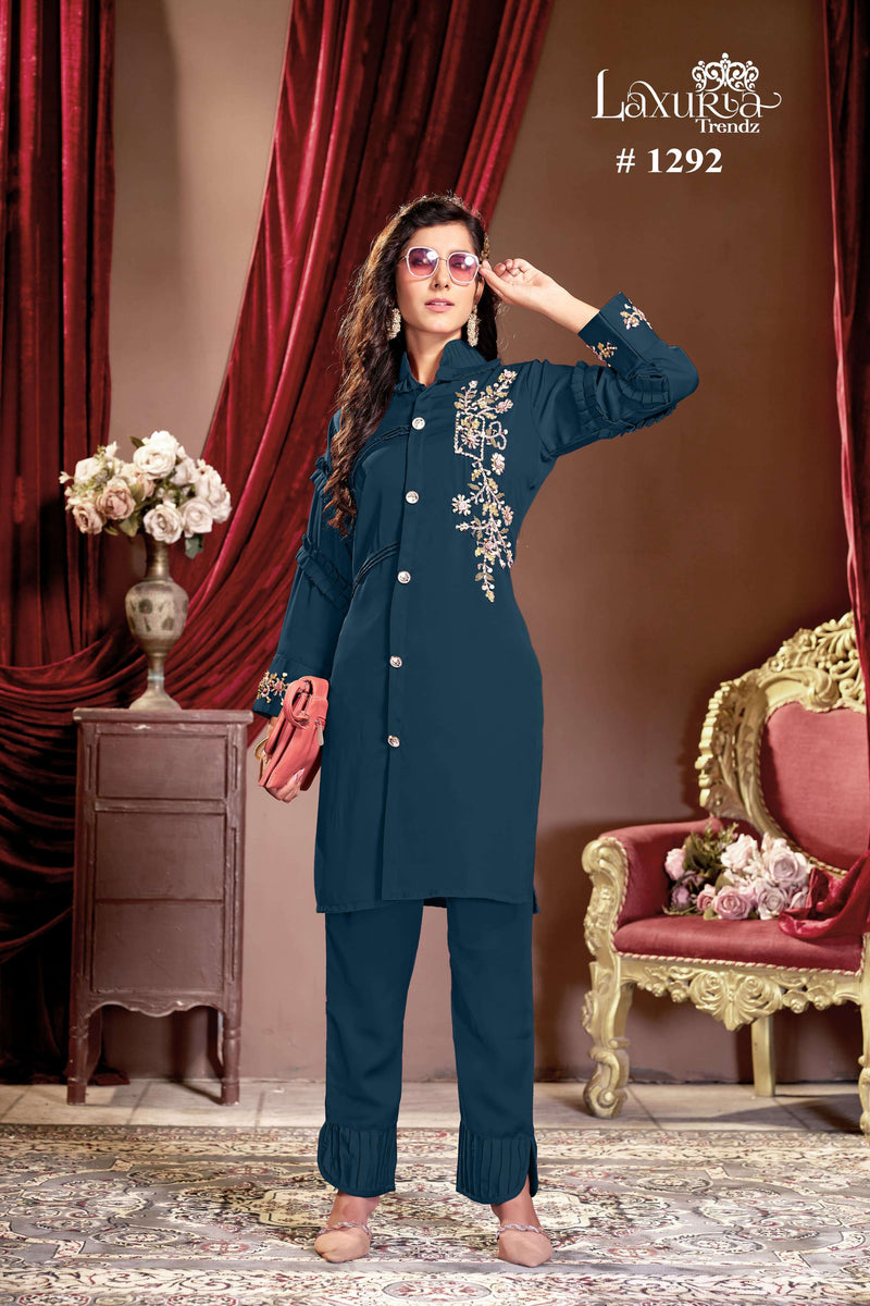 Laxuria Trendz Dno 1292 Satin Handwork Pakistani Pret Kurti Collection