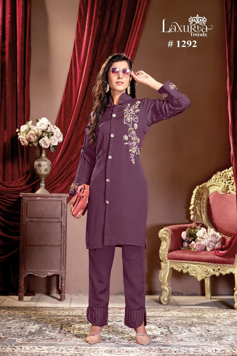 Laxuria Trendz Dno 1292 Satin Handwork Pakistani Pret Kurti Collection