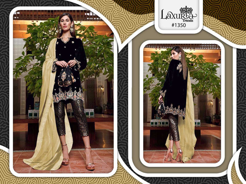 Laxuria Trendz Dno 1350 Velvet Winter Wear Embroidered Pakistani Pret Kurti