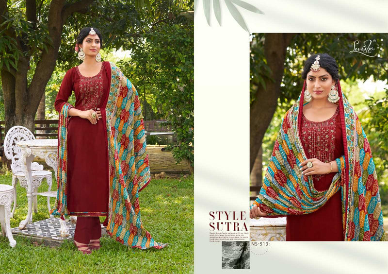 Levisha Nivisha Vol 7 Pure Rayon Slub With Embroidered Work Salwar Suit