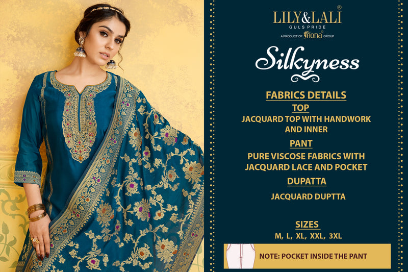 Lily & Lali Silkyness Pure Jacquard Handwork Designer Wear Kurti Collection