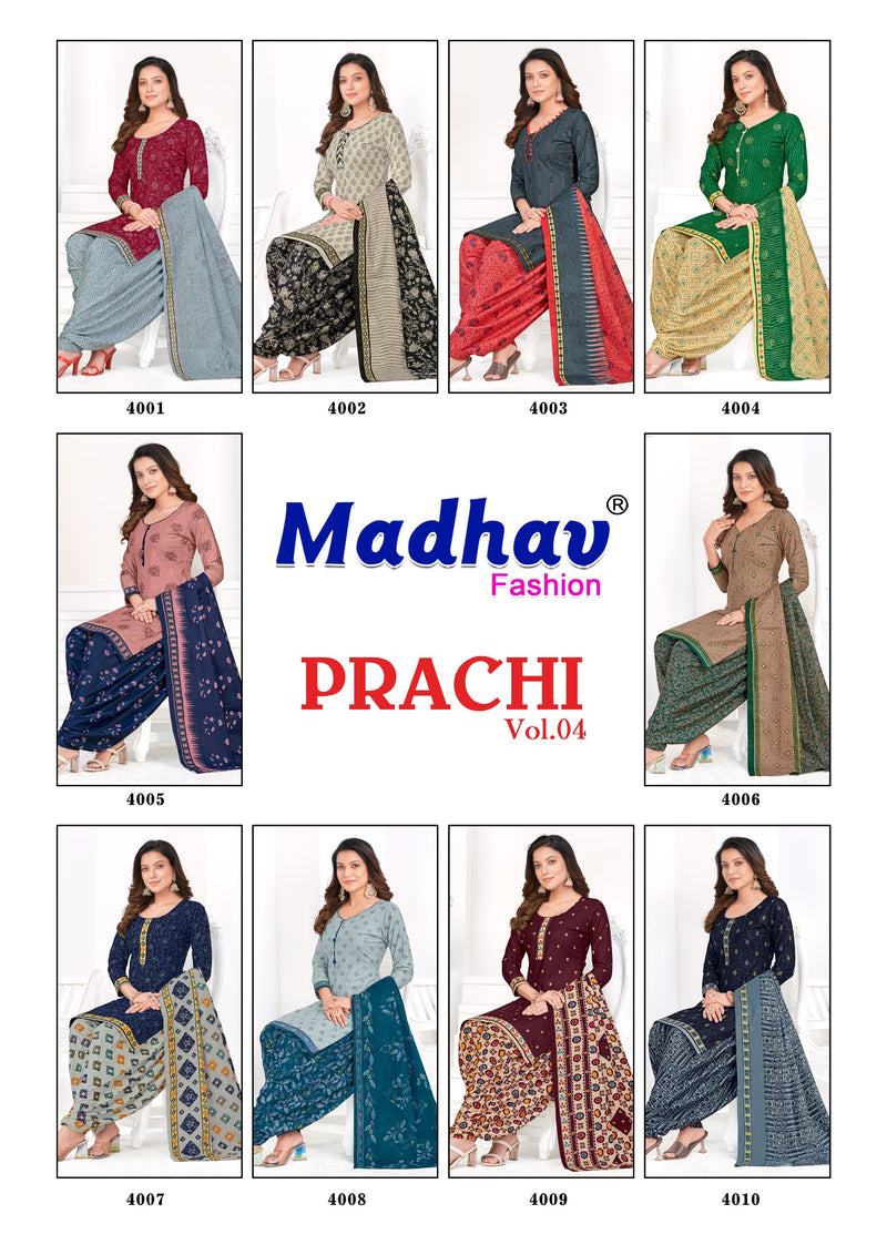 Madhav Fashion Prachi Vol 4 Cotton Printed Patiyala Suit Collection