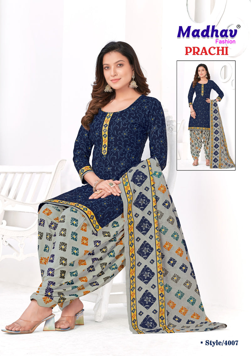 Madhav Fashion Prachi Vol 4 Cotton Printed Patiyala Suit Collection
