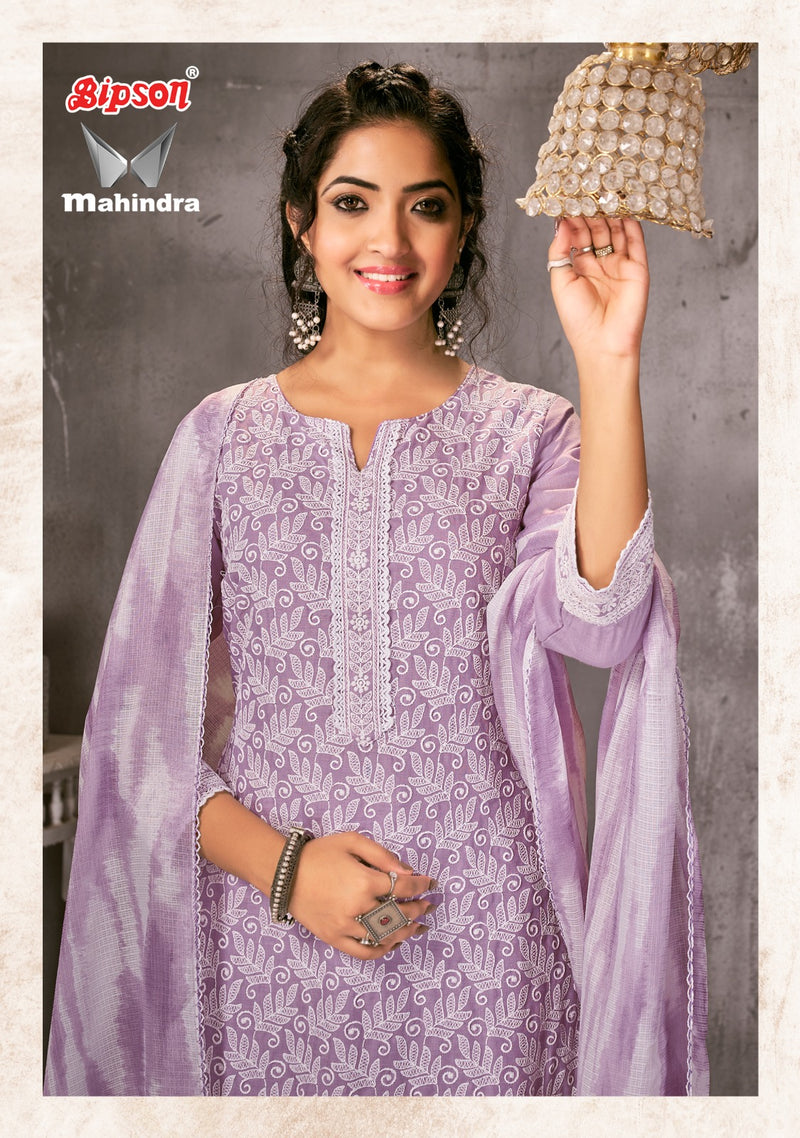 Bipson Fashion Mahindra 2200 Cotton With Thered Embroidery Work Suits