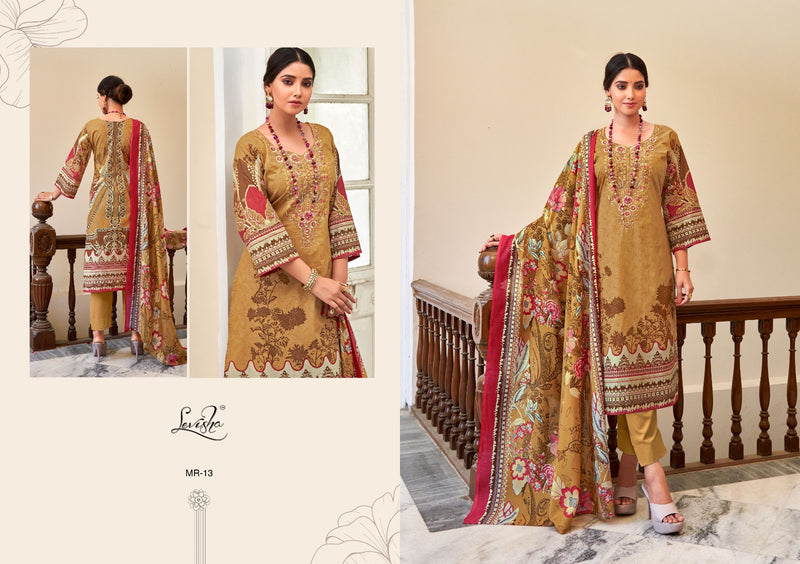 Levisha Mahiri Cotton Printed With Fancy Embroidery Work Designer Suits