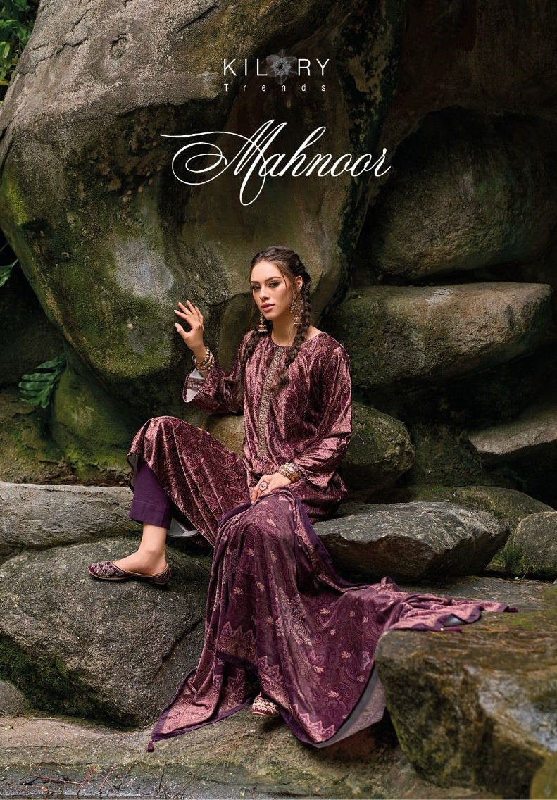 Kilory Trends Mahnoor Velvet Digital Print Embroidery Work Suit Collection